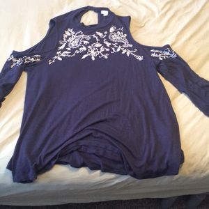 Cold shoulder embroidered top